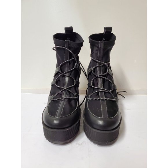 Steve Madden Atomic Wedge Lace-Up Bootie in Black Leather - Picture 3 of 11